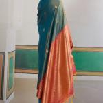 Flattering Rama Pure Zari Weaving Banarasi Silk Saree With Grandiose Blouse Piece