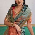 Flattering Rama Pure Zari Weaving Banarasi Silk Saree With Grandiose Blouse Piece