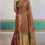 Gleaming Wine Pure Zari Weaving Banarasi Silk Saree With Profuse Blouse Piece