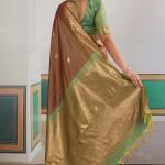 Gleaming Wine Pure Zari Weaving Banarasi Silk Saree With Profuse Blouse Piece