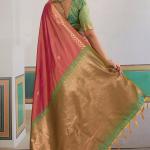 Scrumptious Pink Pure Zari Weaving Banarasi Silk Saree With Ailurophile Blouse Piece
