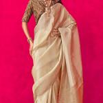 Vivacious Beige Soft Banarasi Tissue Silk Saree With Bewitching Blouse Piece