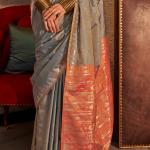 Desuetude Grey Soft Banarasi Silk Saree With Inspiring Blouse Piece