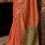 Unique Orange Soft Banarasi Silk Saree With Intricate Blouse Piece
