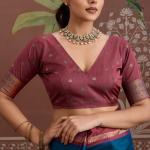 Preferable Navy Blue Banarasi Tussar Silk Saree With Evanescent Blouse Piece