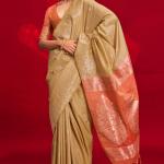 Sempiternal Beige Soft Banarasi Silk Saree With Woebegone Blouse Piece