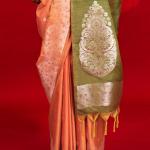 Enthralling Orange Soft Banarasi Silk Saree With Alluring Blouse Piece