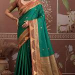 Nemesis Green Banarasi Tussar Silk Saree With Vivacious Blouse Piece