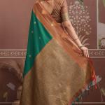 Nemesis Green Banarasi Tussar Silk Saree With Vivacious Blouse Piece