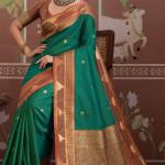 Nemesis Green Banarasi Tussar Silk Saree With Vivacious Blouse Piece