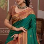 Nemesis Green Banarasi Tussar Silk Saree With Vivacious Blouse Piece