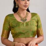 Seraphic Orange Banarasi Tussar Silk Saree With Extraordinary Blouse Piece