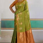 Deserving Green Banarasi Tussar Silk Saree With Magnificat Blouse Piece