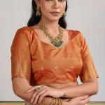 Supernal Beige Banarasi Tussar Silk Saree With Artistic Blouse Piece