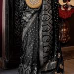 Vibrant Black Banarasi Satin Silk Saree With Rhapsodic Blouse