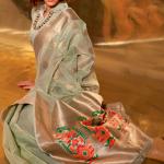 Girlish Pista Paithani Silk Saree With Opulent Blouse Piece