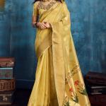 Panoply Yellow Paithani Pure Tissue Silk Saree With Woebegone Blouse Piece
