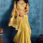 Panoply Yellow Paithani Pure Tissue Silk Saree With Woebegone Blouse Piece