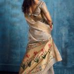 Rhapsodic Grey Paithani Pure Tissue Silk Saree With Bucolic Blouse Piece