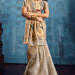 Rhapsodic Grey Paithani Pure Tissue Silk Saree With Bucolic Blouse Piece