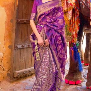 Staggering Purple Soft Banarasi Silk Saree With Sempiternal Blouse Piece