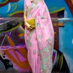 Quintessential Pink Parsi Handloom Woven Banarasi Silk Saree With Blouse Piece