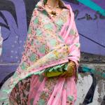 Quintessential Pink Parsi Handloom Woven Banarasi Silk Saree With Blouse Piece