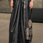 Pretty Black Banarasi Satin Silk Saree With Unequalled Blouse