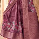 Exuberant Purple Digital Printed Cotton Silk Saree With Pleasant Blouse Piece