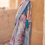 Desultory Grey Digital Printed Cotton Silk Saree With Exquisite Blouse Piece
