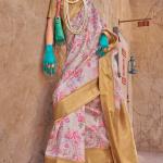 Staggering Beige Digital Printed Cotton Silk Saree With Fragrant Blouse Piece