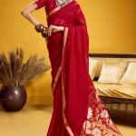 Felicitous Red Pure Munga Cotton Silk Saree With Rhapsody Blouse Piece