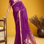 Glowing Purple Pure Munga Cotton Silk Saree With Adorning Blouse Piece