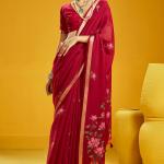 Scintillating Red Pure Munga Cotton Saree With Nectarous Blouse Piece
