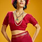 Scintillating Red Pure Munga Cotton Saree With Nectarous Blouse Piece