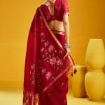 Scintillating Red Pure Munga Cotton Saree With Nectarous Blouse Piece