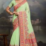 Gorgeous Pista Pashmina saree With Outstanding Blouse Piece