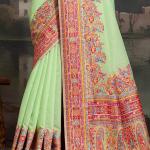 Gorgeous Pista Pashmina saree With Outstanding Blouse Piece