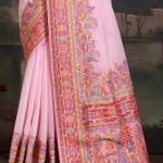 Twirling Pink Pashmina saree With Glamorous Blouse Piece