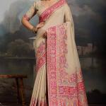 Scrumptious Dark Beige Pashmina saree With Chatoyant Blouse Piece