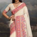 Serendipity Beige Pashmina saree With Luxuriant Blouse Piece