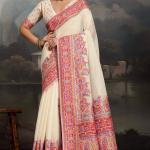 Serendipity Beige Pashmina saree With Luxuriant Blouse Piece