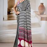 Splendiferous Black Ajrakh Printed Satin Silk Saree With Smashing Blouse Piece