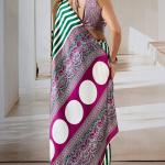 Assemblage Green Ajrakh Printed Satin Silk Saree With Felicitous Blouse Piece