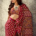 Mellifluous Maroon Ajrakh Printed Satin Silk Saree With Sumptuous Blouse Piece