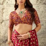 Mellifluous Maroon Ajrakh Printed Satin Silk Saree With Sumptuous Blouse Piece
