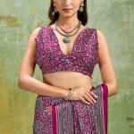Fairytale Wine Ajrakh Printed Satin Silk Saree With Propinquity Blouse Piece