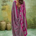 Fairytale Wine Ajrakh Printed Satin Silk Saree With Propinquity Blouse Piece