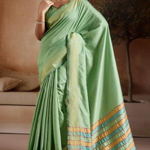 Inspiring Green Soft Banarasi Bhagalpuri Silk Saree With Capricious Blouse Piece
