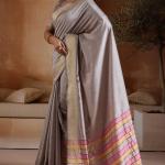 Most Flattering Grey Soft Banarasi Bhagalpuri Silk Saree With Charismatic Blouse Piece